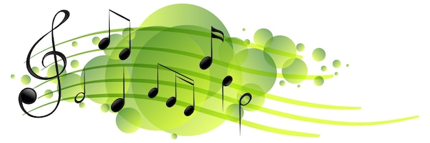 Musical melody symbols on green splotch