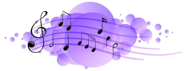 紫の斑点の音楽のメロディー記号