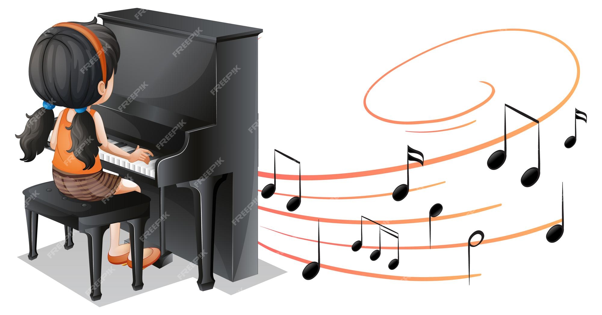 Vetor de Piano online class isolated cartoon vector illustration