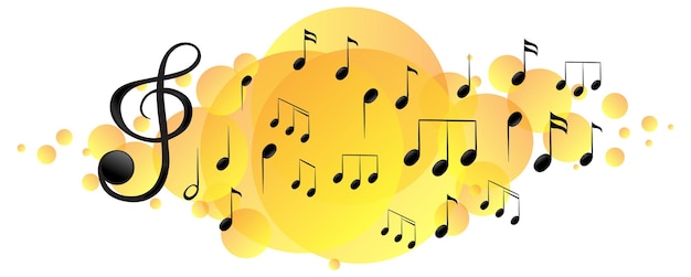 Free vector musical melody symbols on yellow splotch