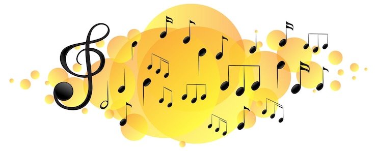 Free Vector musical melody symbols on yellow splotch