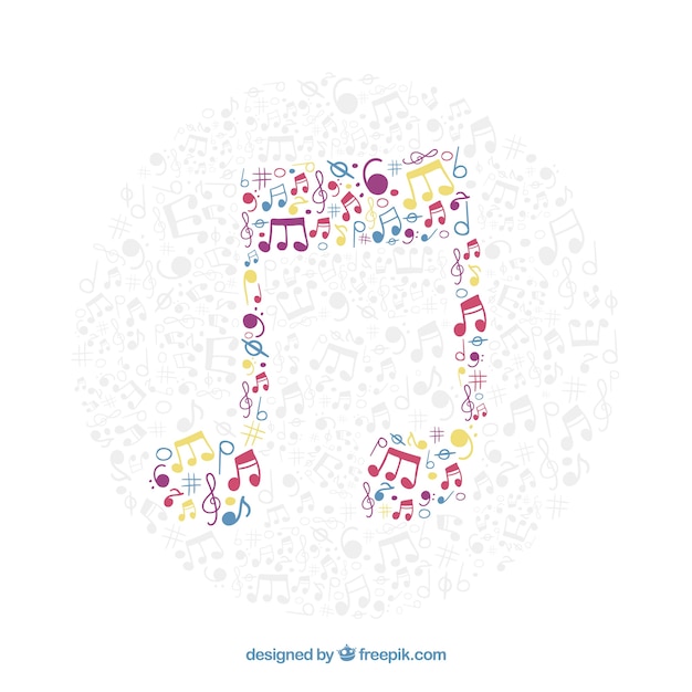 Vettore gratuito sfondo di note musicali fatta di note musicali colorate