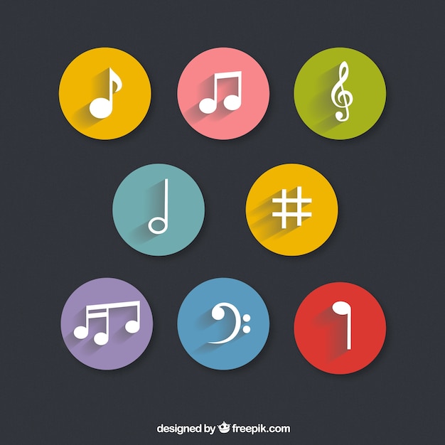 Musical notes over colorful circles