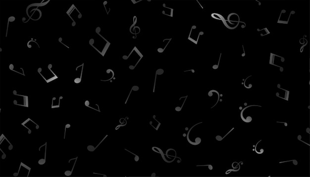 Free vector musical notes pattern on black background