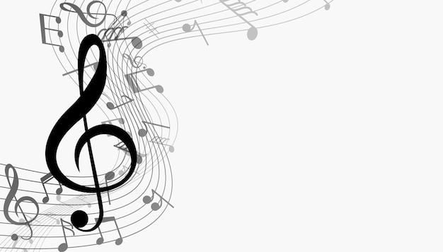 Бесплатное векторное изображение Музыкальные ноты с фоном звуковой волны