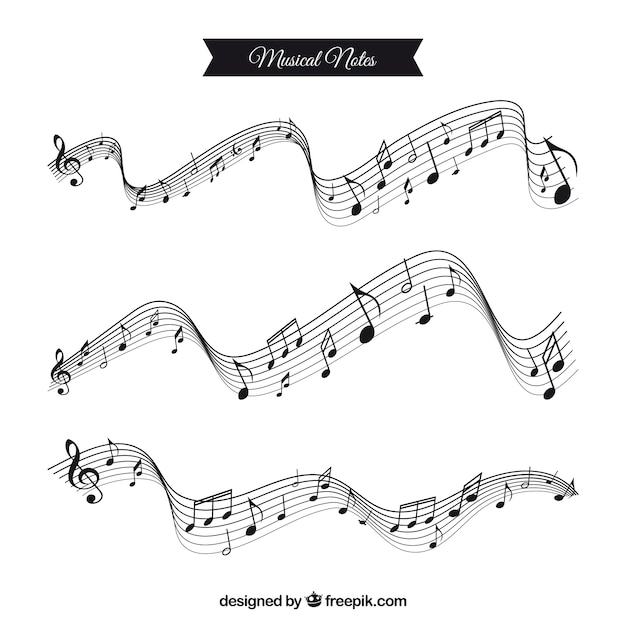 Musical notes with wavy staves