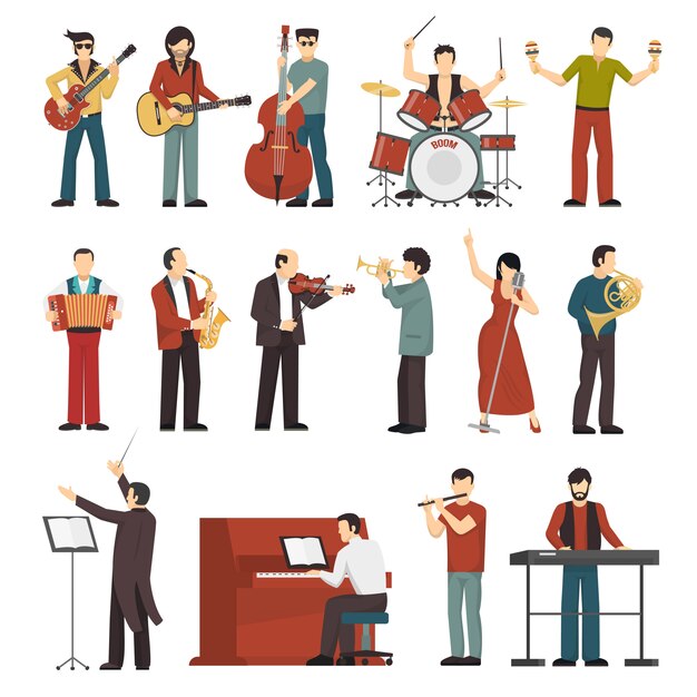 Musicians Color Icons Set