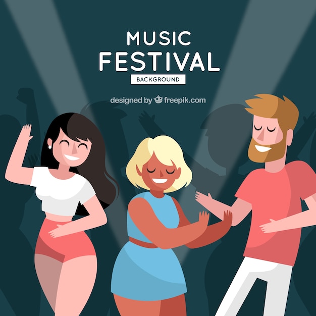 Праздник музыкального фестиваля в плоском дизайне