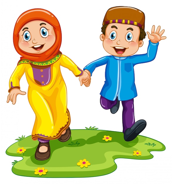 イスラム教徒の少年と少女