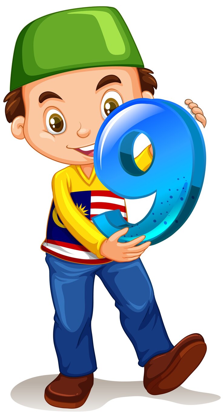 मुफ़्त वेक्टर muslim boy holding math number nine