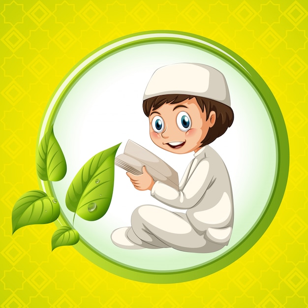 Free vector muslim boy reading bible