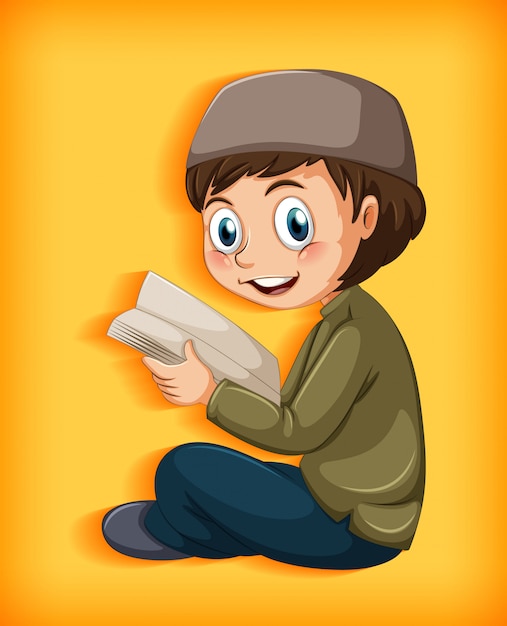 Free vector muslim boy reading from the quran