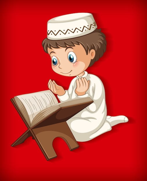 Muslim boy reading from the quran