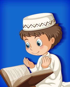 Muslim boy reading from the quran