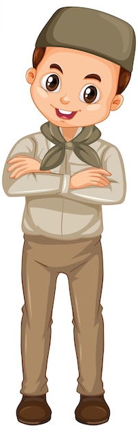 Free vector muslim boy in safari outfit on isolated