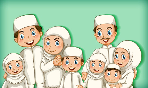 Free vector muslim family on green