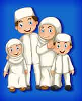 Free vector muslim family member on cartoon character colour gradient background