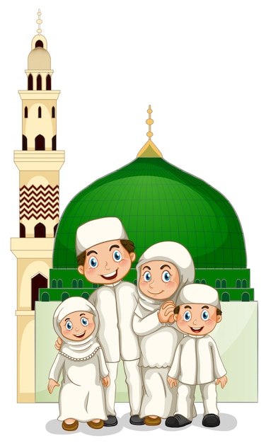 Бесплатное векторное изображение Мусульманская семья