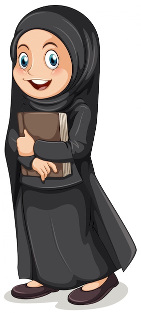 Free vector muslim girl in black costume