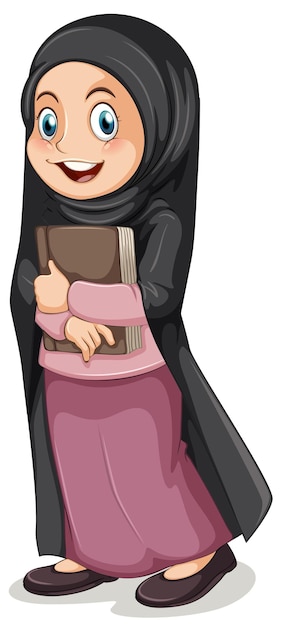 Free vector muslim girl carrying a brown book