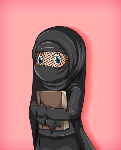 Free vector muslim girl holding book