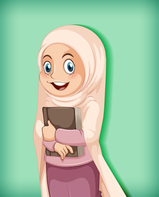 Free vector muslim girl holding book