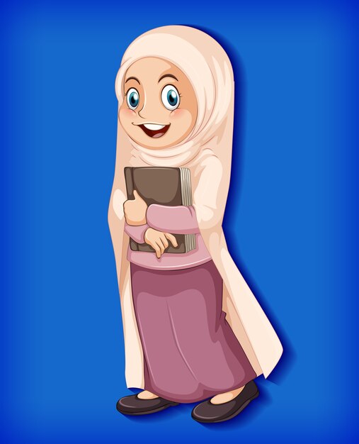 Muslim girl holding book