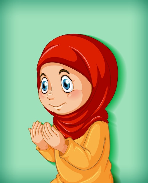 イスラム教徒の少女が宗教を実践