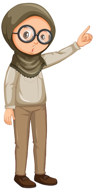 Free vector muslim girl in safari outfit on white