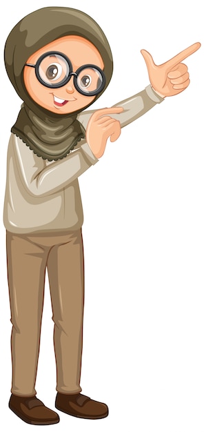 Free vector muslim girl in safari uniform on white background