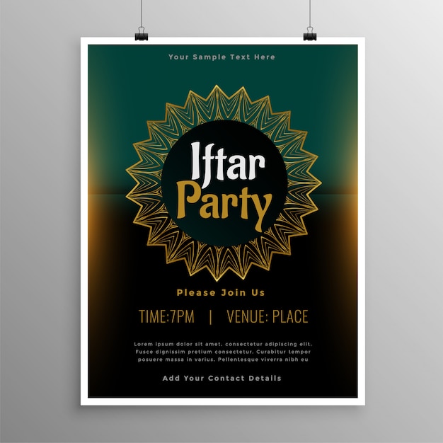 Free vector muslim iftar party celebration invitation template