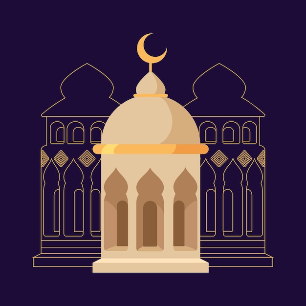Vettore gratuito facciata della moschea musulmana