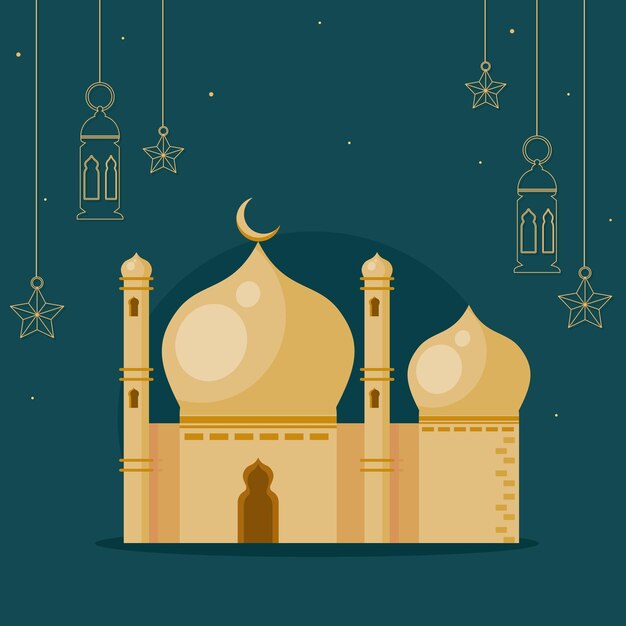 Muslim mosque with lanterns