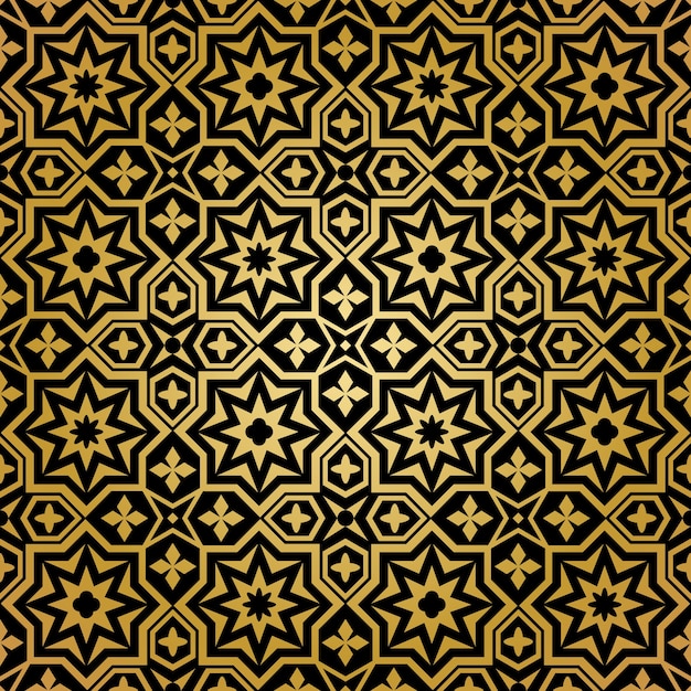 Мусульманский бесшовный образец. Фоновый орнамент, исламский абстрактный дизайн, декоративные украшения, векторные иллюстрации