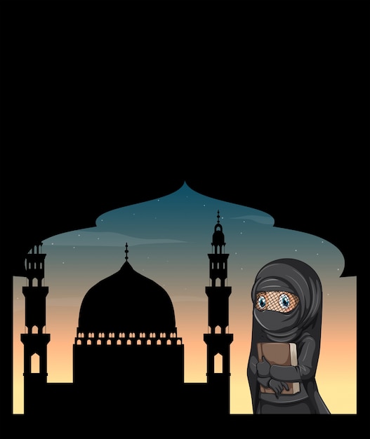 Free vector muslim woman in black costume