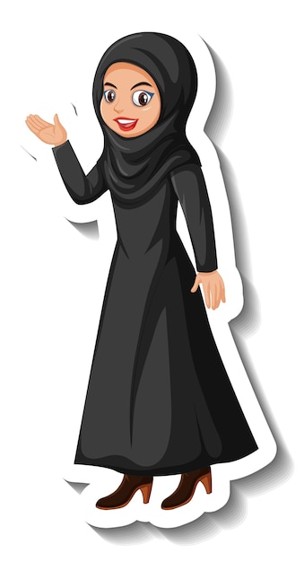 Free vector muslim woman cartoon character sticker on white background