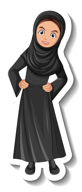 Free vector muslim woman cartoon character sticker on white background