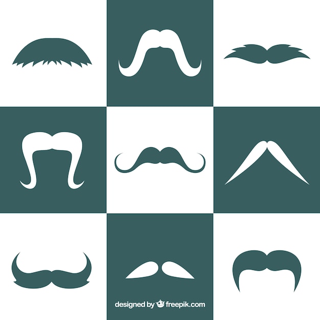 Free vector mustaches silhouettes collection