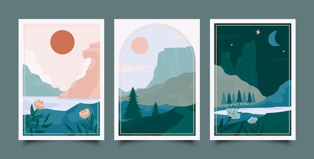 Free vector muted color palette cards design