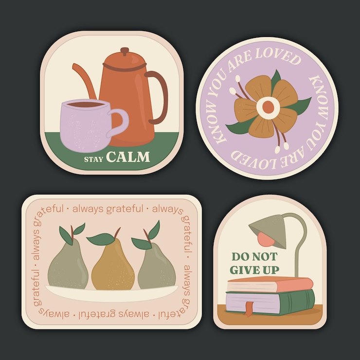 Free Vector muted color palette label set