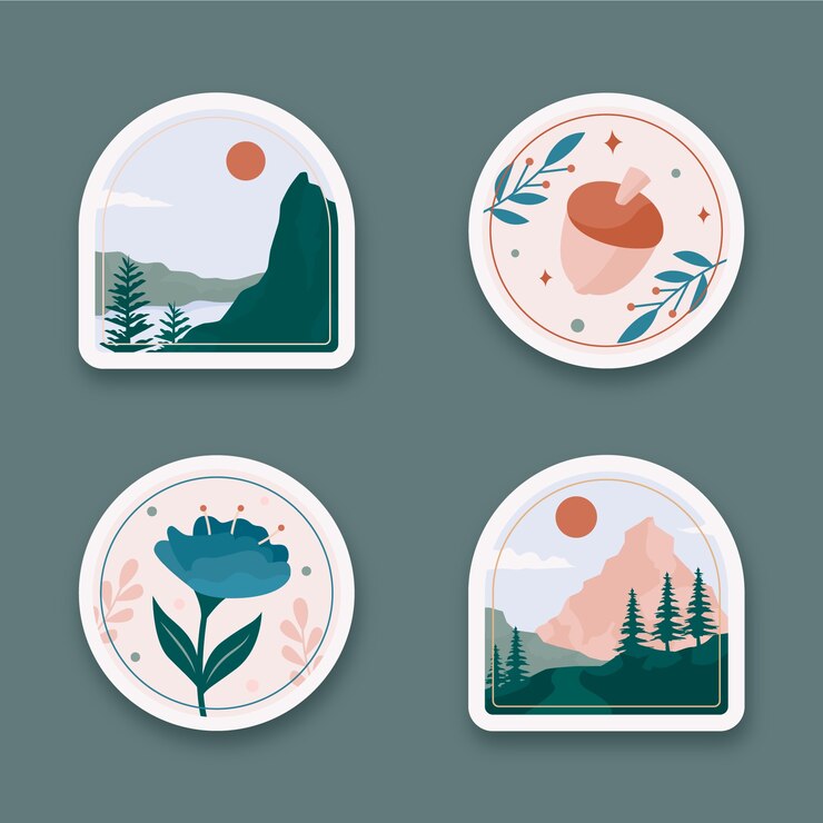 Free Vector muted color palette label set