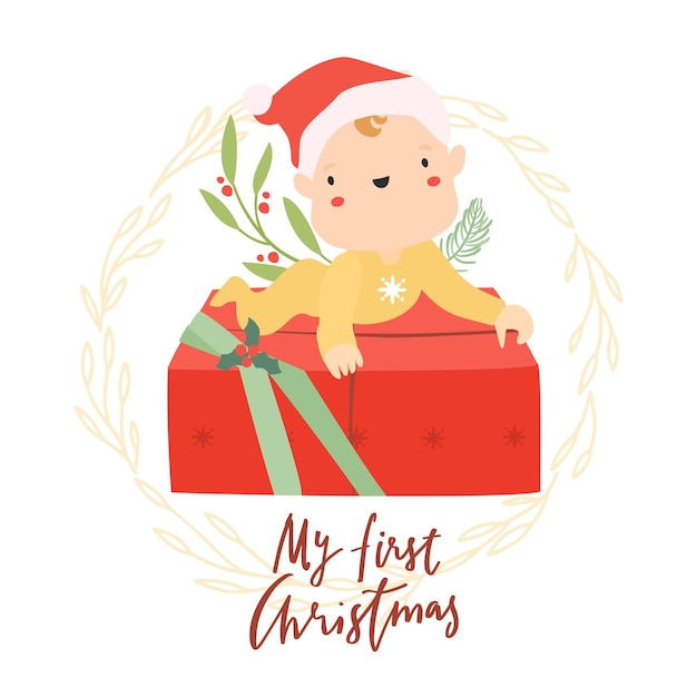 Free vector my first christmas illustration