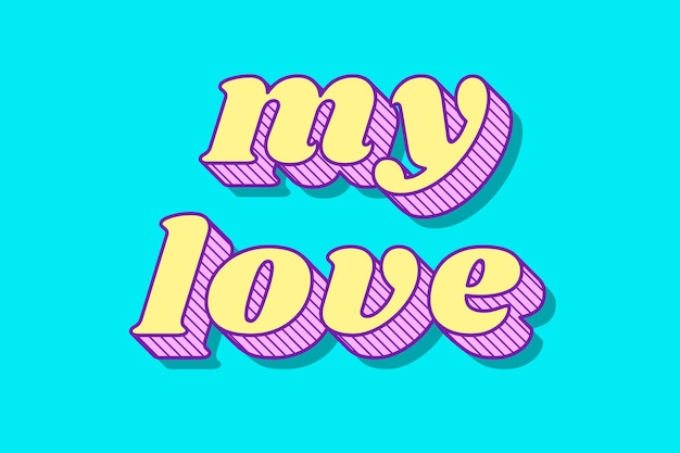 Free vector my love retro bold love theme font style illustration