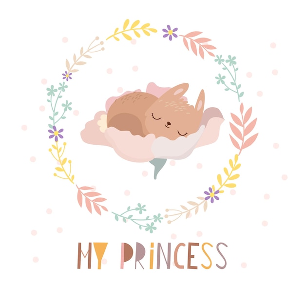 Free vector my princess sweet sleeping bunny