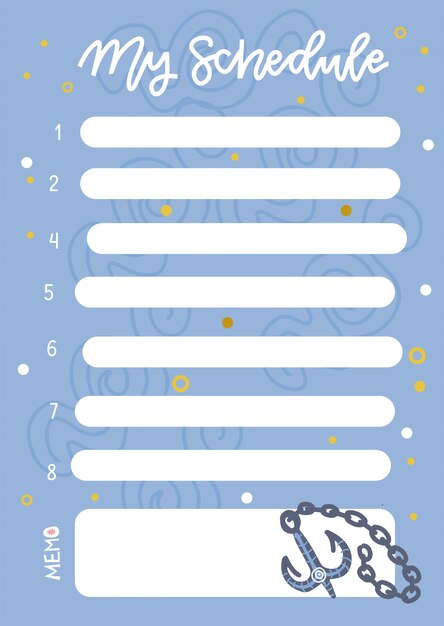子供のためのかわいい学校のタイムテーブルテンプレート 無料のベクター