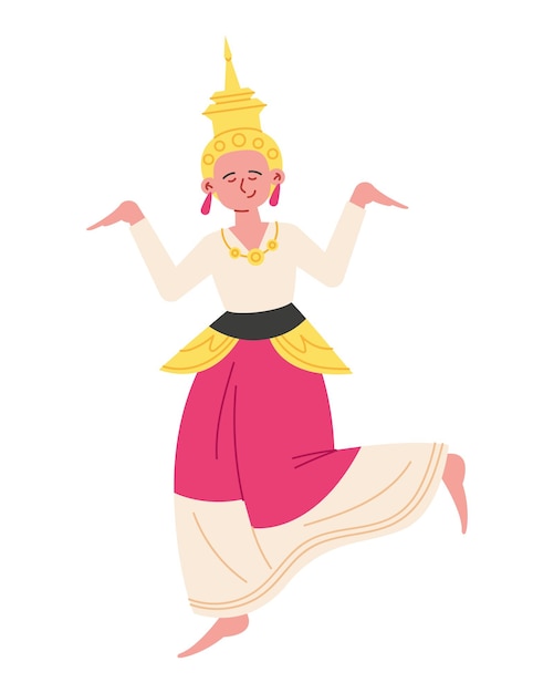 Free vector myanmar woman dancer illustration