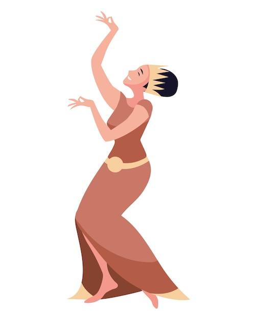 Myanmar woman dances music illustration