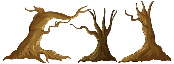 Free Vector mystical ancient tree trunks illustration