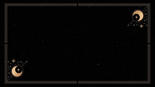 Mystical golden frame on black background vector