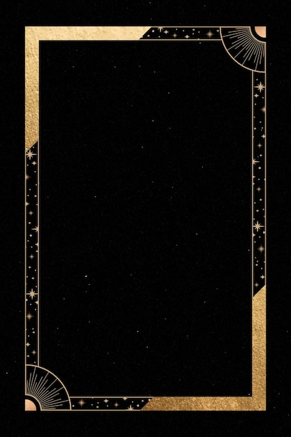 Free vector mystical golden frame on black background vector